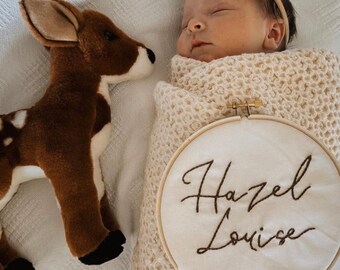 Embroidered Baby Name Announcement, Baby Name Announcement, Embroidered Hoop Name, Custom Baby Name Sign, Nursery Decor