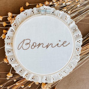 Embroidered Baby Name Announcement, Baby Name Announcement, Embroidered Hoop Name, Custom Baby Name Sign, Nursery Decor