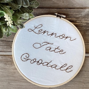 Embroidered Baby Name Announcement, Baby Name Announcement, Embroidered Hoop Name, Custom Baby Name Sign, Nursery Decor