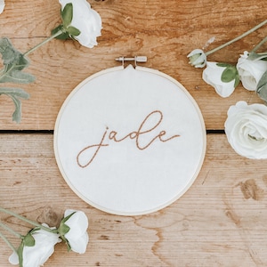 Embroidered Baby Name Announcement, Baby Name Announcement, Embroidered Hoop Name, Custom Baby Name Sign, Nursery Decor
