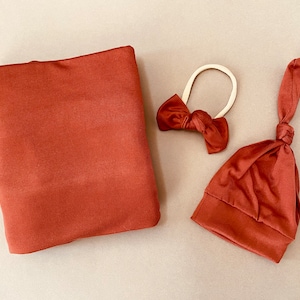 Newborn Swaddle Set, Infant Swaddles, Baby Swaddle Set, Swaddle for Hospital, Swaddle for Newborn Pictures, Burnt Orange Swaddle Set
