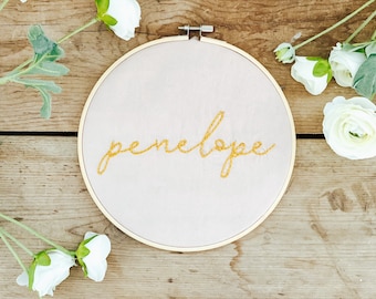 Embroidered Baby Name Announcement, Baby Name Announcement, Embroidered Hoop Name, Custom Baby Name Sign, Nursery Decor