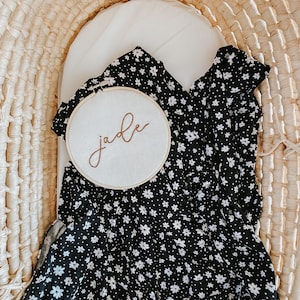 Embroidered Baby Name Announcement, Baby Name Announcement, Embroidered Hoop Name, Custom Baby Name Sign, Nursery Decor