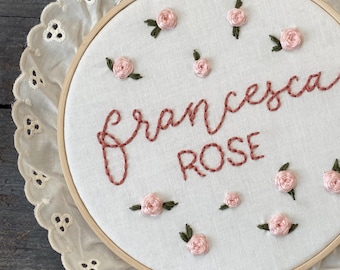 Embroidered Baby Announcement, Baby Announcement, Embroidered Hoop Announcment, Custom Newborn Announcement Sign, Nursery Decor