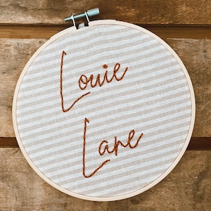Embroidered Baby Name Announcement, Baby Name Announcement, Embroidered Hoop Name, Custom Baby Name Sign, Nursery Decor