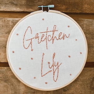 Embroidered Baby Name Announcement, Baby Name Announcement, Embroidered Hoop Name, Custom Baby Name Sign, Nursery Decor