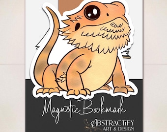 Marcapáginas de dragón barbudo cítrico: accesorio de lectura de reptiles kawaii