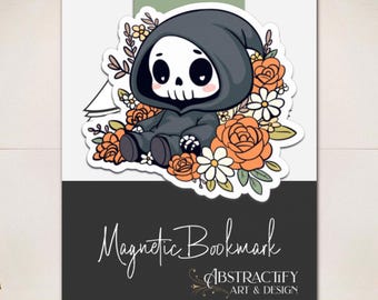 Marcapáginas floral de la Parca: accesorio de lectura con flores de otoño para Halloween