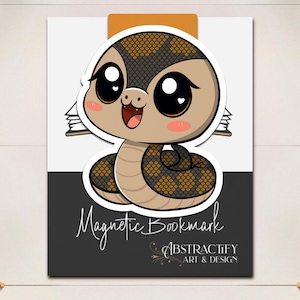 Kawaii Snake Magnetic Bookmark | Cute Reptile Art | Book Lover Gift