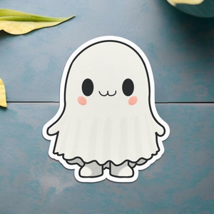 Kawaii Ghost Sticker | Adorable Spooky Ghost with Cheeks Design | Cute Halloween Sticker for Planners, Laptops, and Water Bottles