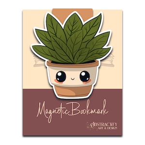 Kawaii Potted Plant Magnetic Bookmark | Cute Succulent Page Marker | Botanical Lover Gift