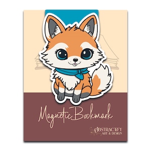 Magnetisches Lesezeichen Fuchs mit blauem Bandana | Entzückende Fuchs Design | Nettes Buchliebhaber Geschenk für Planer und Journals