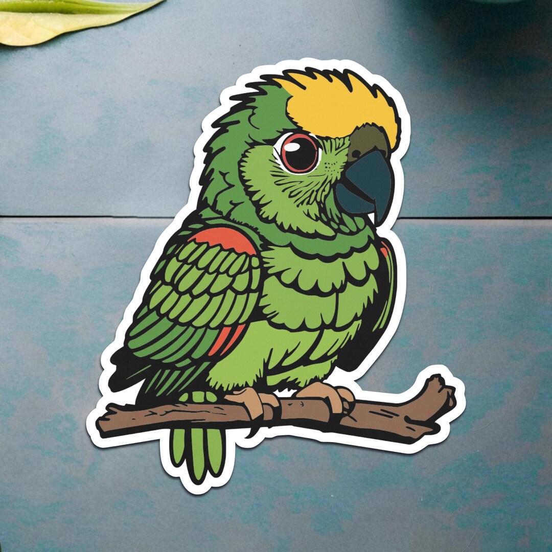 Yellow Crowned Amazon Parrot Sticker: Tropical Bird Design - Etsy