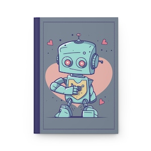 Cute Robot Notebook | Love Letter Journal | Sci-Fi Stationery