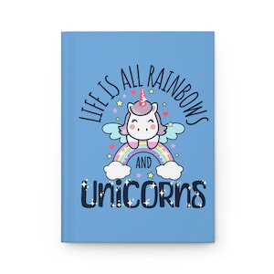 Kawaii Unicorn Hardcover Journal: Rainbow Pastel Notebook
