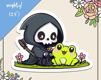 La Parca con una rana: Diseño gótico kawaii