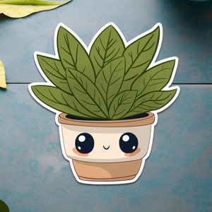 Kawaii Potted Plant Sticker | Adorable Succulent Design | Cute Vinyl Sticker for Planners, Laptops, and Water Bottles