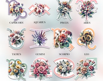 Watercolor Birth Flowers Sticker: Zodiac Floral Design