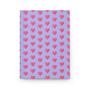 Pixel Hearts Hardcover Notebook | Gamer Heart Journal | Cute Retro Gaming Notebook