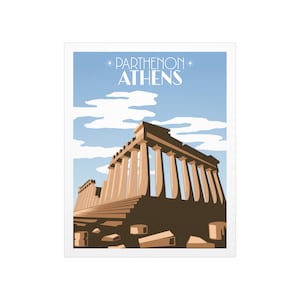 Parthenon Athen Poster | Minimalistische Griechenland Wandkunst | Antiker Wahrzeichen-Reise-Druck