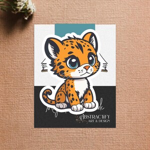 Marcapáginas de leopardo bebé: accesorio de lectura de gatito chibi de la jungla