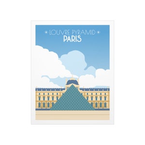 Louvre Pyramid Poster | Paris Landmark Minimalist Print | French Decor