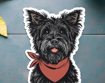 Pegatina de perro desaliñado: diseño de cachorro peludo