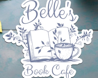 Pegatina de Belle's Book Cafe: Diseño de La Bella y la Bestia