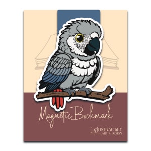 African Grey Parrot Scratch Resistant Magnetic Bookmark