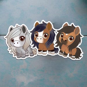 Cute Kawaii Horse Stickers | Adorable Pony Designs in Brown and Gray | Stickers for Horse Lovers, Planners, and Laptops