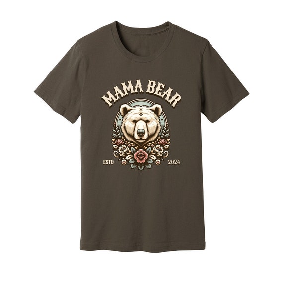 Mama Bear T-Shirt: Floral Illustration, Motherhood Gift