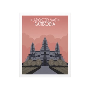 Angkor Wat Cambodia Poster | Minimalist Travel Wall Art | Southeast Asia Landmark Print