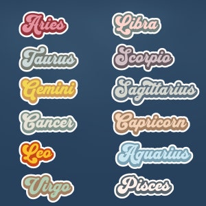 Zodiac Sign Sticker | Personalized Astrology Name Decal | Horoscope Star Sign Sticker for Journals, Laptops, Water Bottles & More