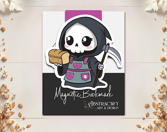 Marcapáginas de panadero de la Parca: accesorio de lectura para hornear pan kawaii