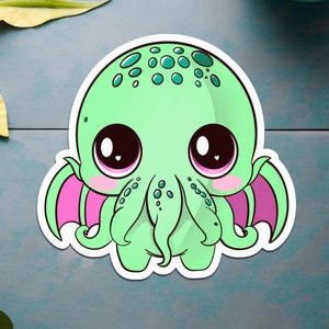 Cutethulhu Sticker | Kawaii Cthulhu Vinyl Sticker | Cute Lovecraftian Sticker for Water Bottles