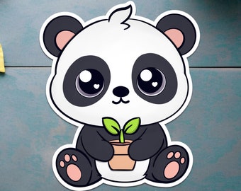 Panda mit Bambus Sticker: Kawaii Tier Design - Etsy.de