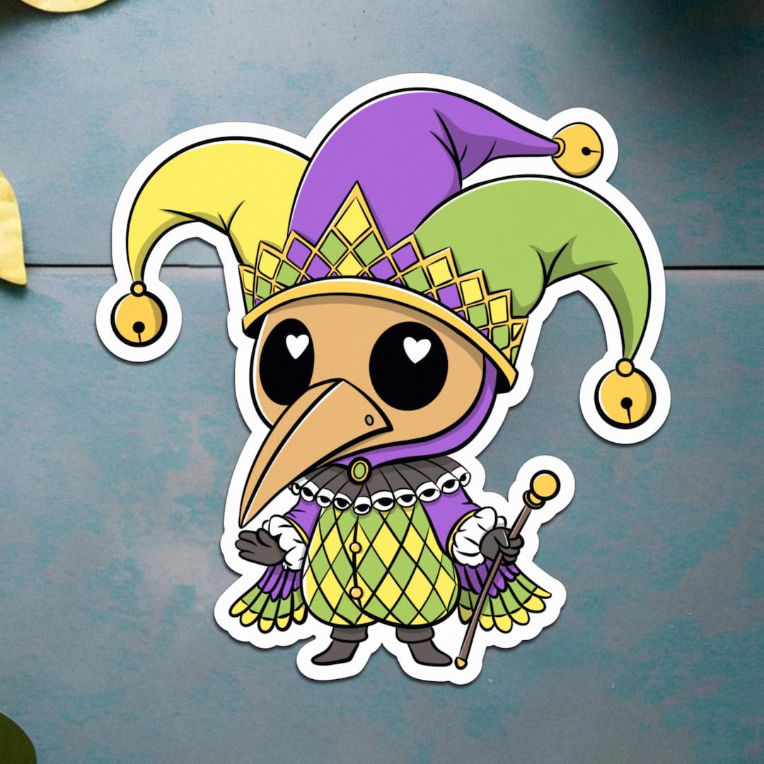 Mardi Gras Jester Plague Doctor Sticker: Carnival Gothic Design - Etsy