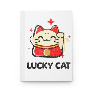 Lucky Cat Hardcover Notebook | Maneki Neko Journal | Japanese Fortune Gift