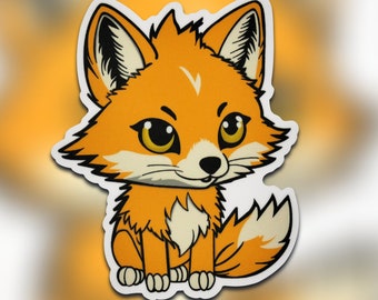 Cute Kawaii Fox Sticker - Water-Resistant Matte, Water-Resistant Holographic, or Glitter Sticker Options