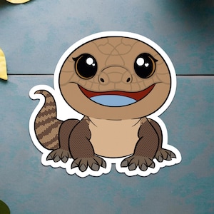 Süßer Blauer Zungen Skink Aufkleber | Kawaii Reptil Vinyl Aufkleber | Skink Liebhaber Geschenk | Kundenspezifische Option