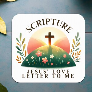 Pegatina de carta de amor de las Escrituras / Cruz cristiana ilustrada / Pegatina de fe de regalo