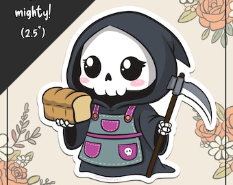 Pegatina de panadero de la Parca: Diseño kawaii para hornear pan