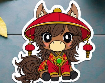 Chinese Horse Sticker: Lunar New Year Pony Design