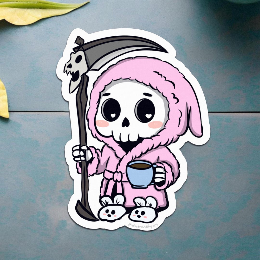 Death Reaper Sticker Cozy Grim Reaper Sticker: Robed Death Design - Etsy