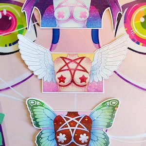 Sticker Set Monster Girl Shibari Kawaii Sexy Holographic Matte Stickers