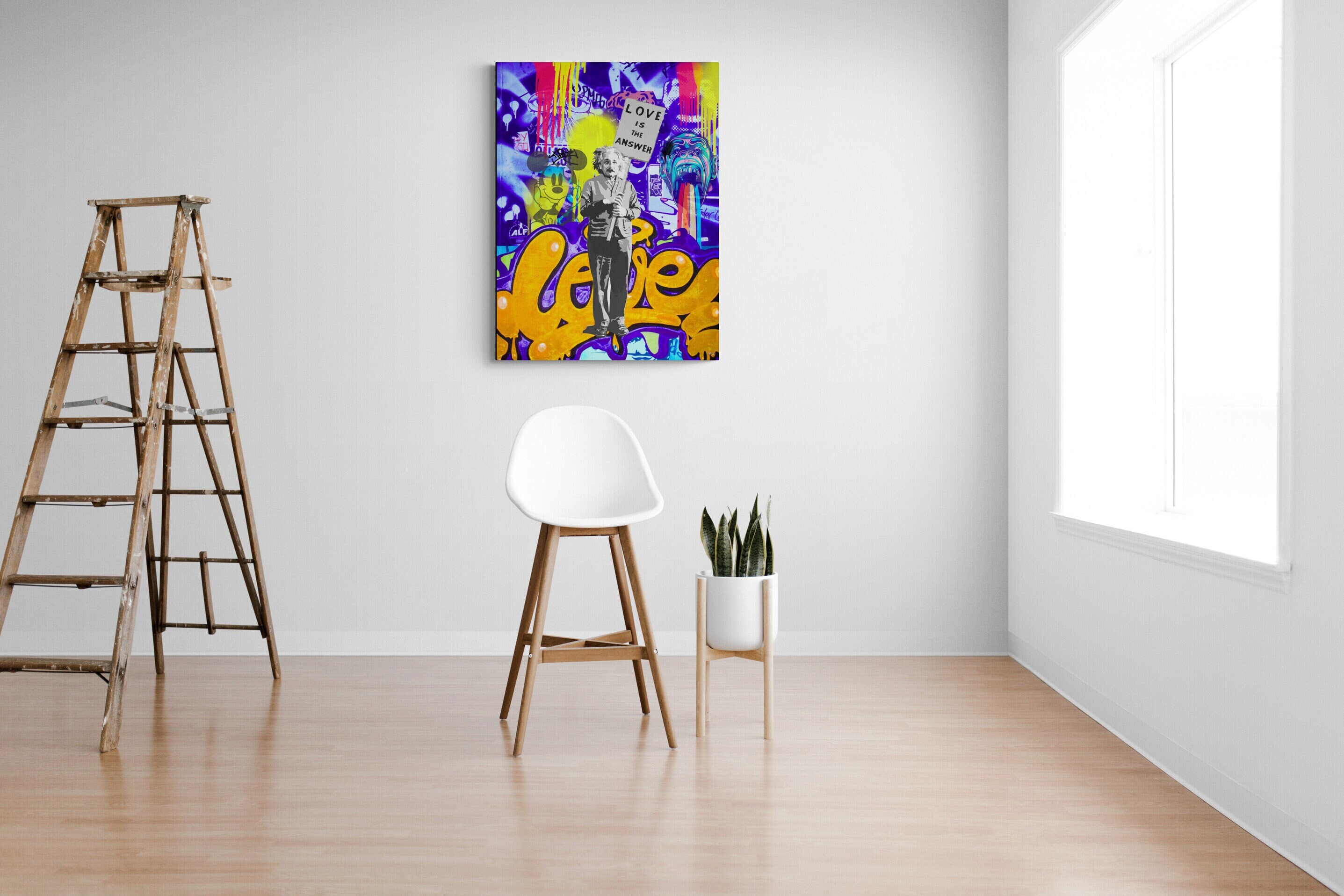 Einstein Pop Art Canvas - Love Wall Mickey Mouse Poster Decor