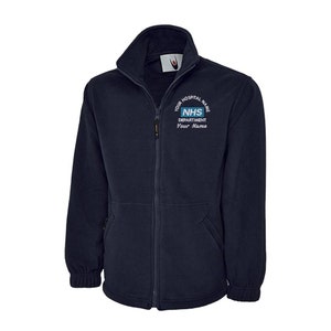 NHS Fleece Custom NHS Logo Design Full Zip Fleece Staff Uniform Zip Fleece Personalised NHS Embroidered Fleece with Logo & Text