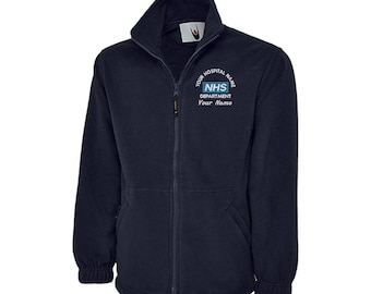 NHS Fleece Custom NHS Logo Design Full Zip Fleece Staff Uniform Zip Fleece Personalised NHS Embroidered Fleece with Logo & Text