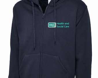 Health And Social Care Hoodie, Embroidered logo & Staff Name.