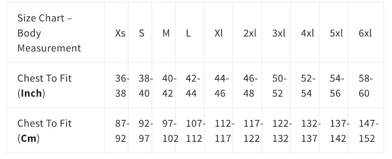 NHS FLEECE SIZE GUIDE